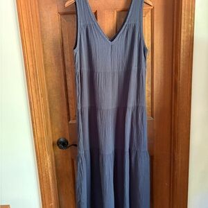 Quince 100% Organic Cotton Gauze Tiered Maxi Dress L
